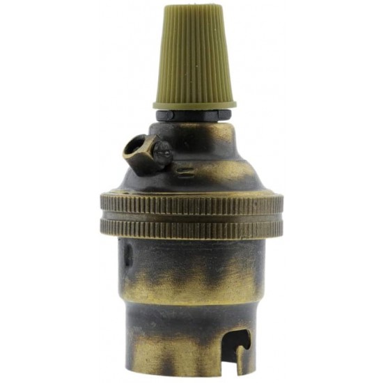 B22 Solid Antique Brass LampHolder with Plain Skirt and Nylon Cord Grip B22 Solid Antique Brass LampHolder with Plain Skirt and Nylon Cord Grip